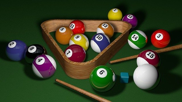 snooker set on table